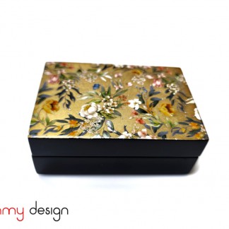 Black rectangle lacquer business card box with little flower pattern 10*7*H4 cm